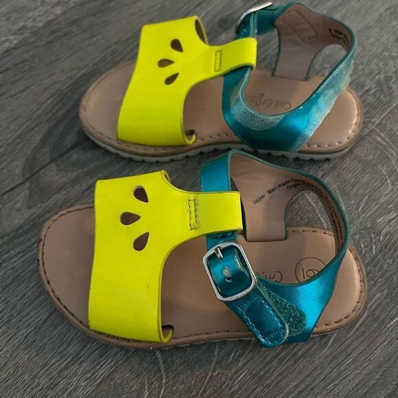 Cat & Jack Toddler Girls Pam Ankle Strap Sandals Bright Yellow Size 6 - Picture 2 of 5